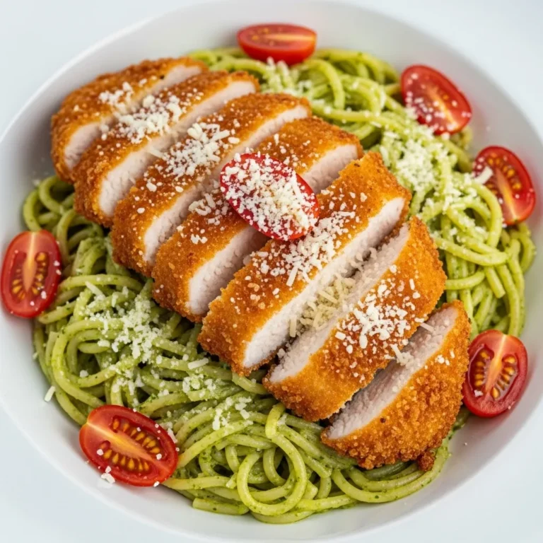 Pesto Pasta with Crispy Parmesan Chicken (Creamy, 30 Minutes)