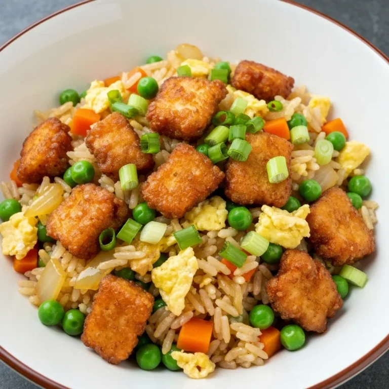 High Protein Crispy Garlic Chicken Fried Rice