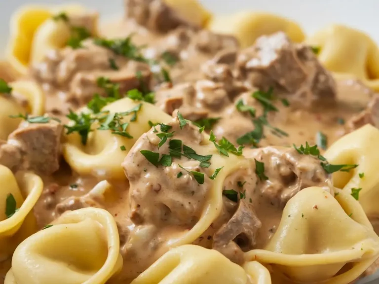Cheesesteak Tortellini in Provolone Sauce