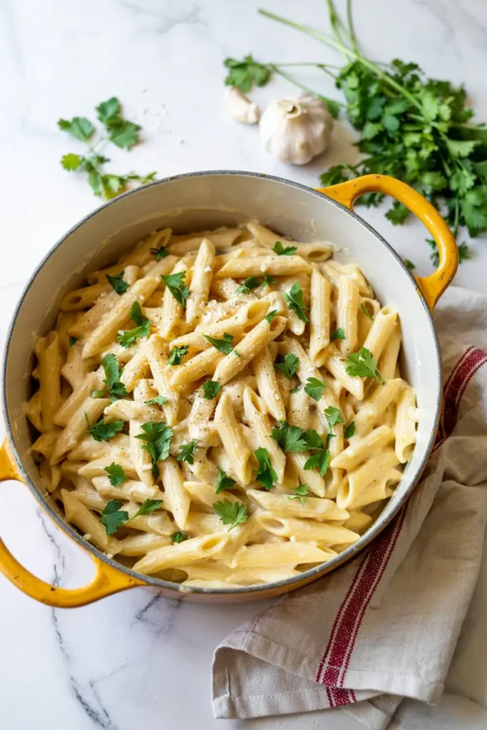 White Sauce Penne Pasta Primavera