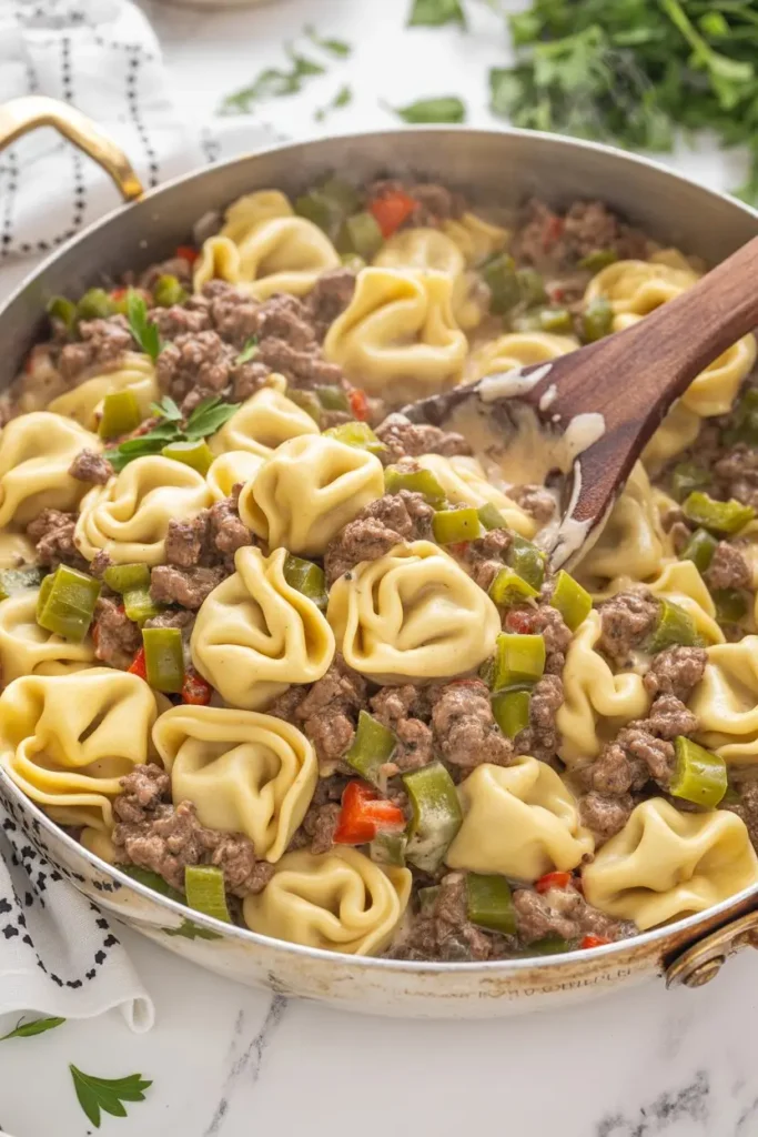 Philly Cheesesteak Tortellini Pasta