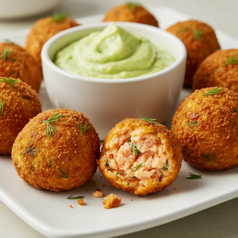 Salmon Balls with Creamy Avocado Sauce
