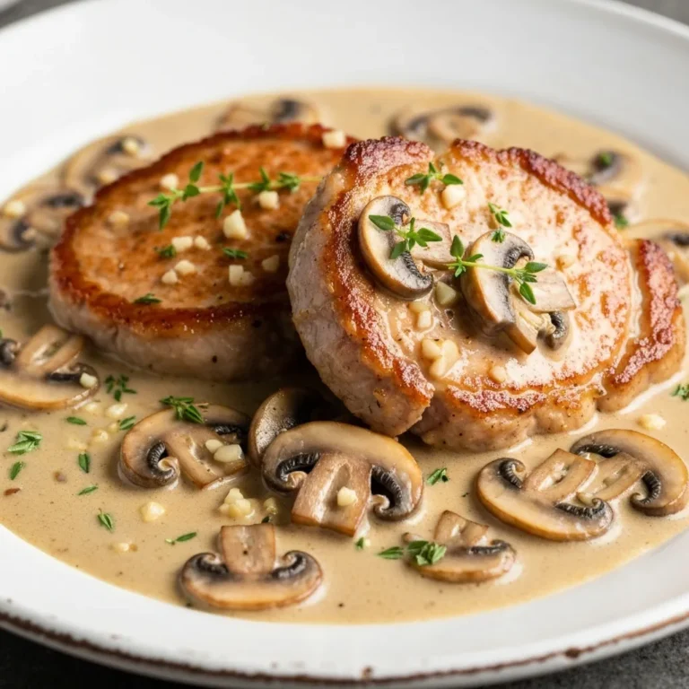 Garlic Pork Chops in Creamy Mushroom Sauce