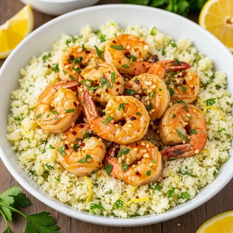 Garlic Butter Shrimp with Lemon Parmesan Cauliflower Rice