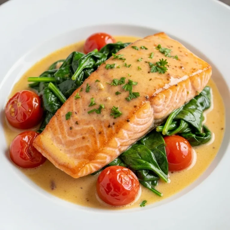 Tuscan Garlic Salmon with Spinach and Tomato