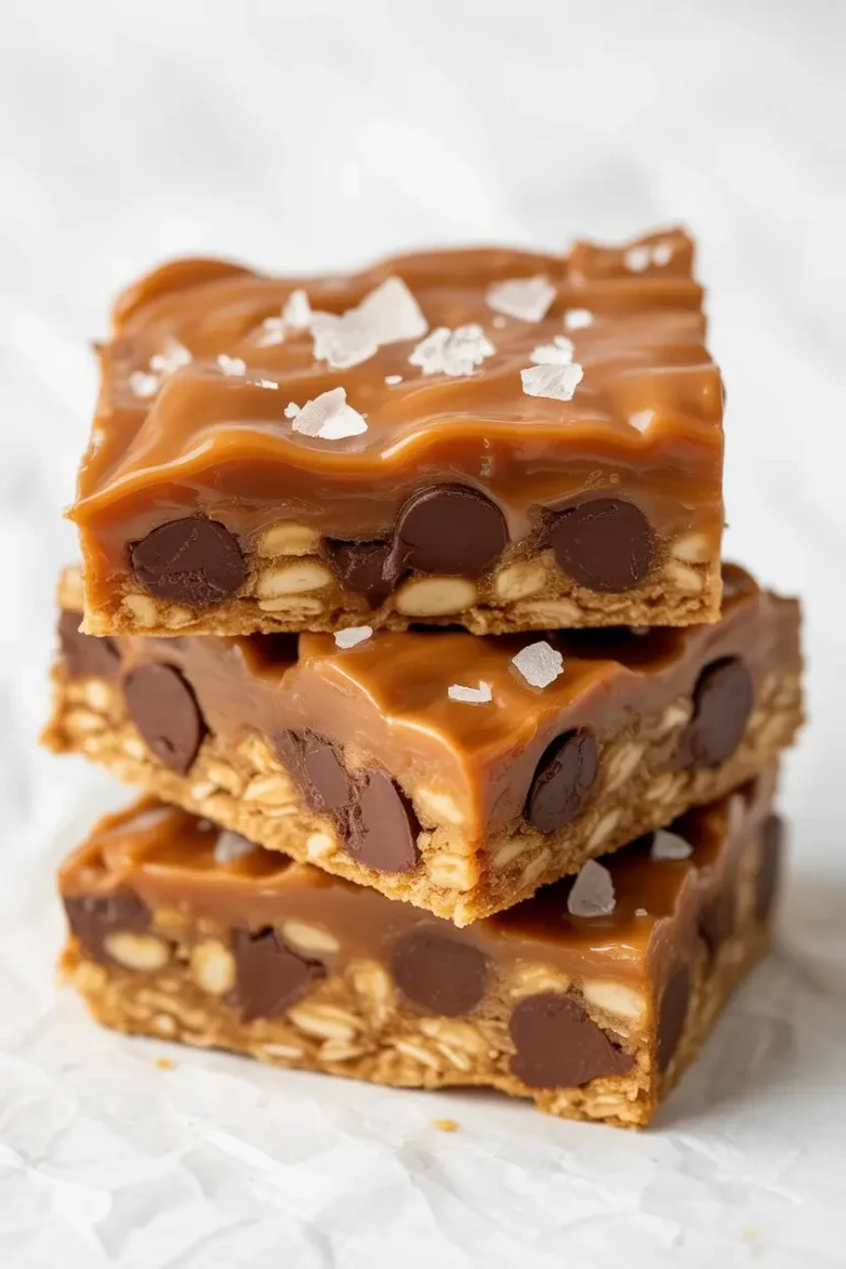 Salted Caramel Chocolate Chip Oat Cookie Bars