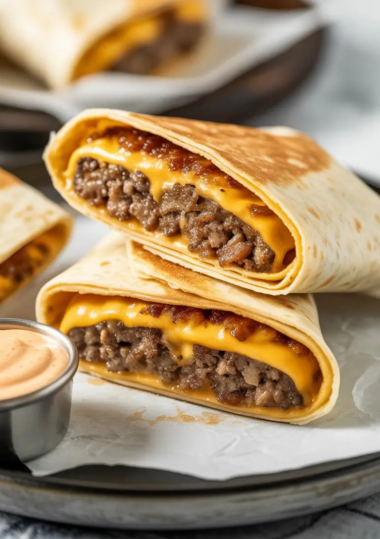 Air Fryer Cheeseburger Wraps