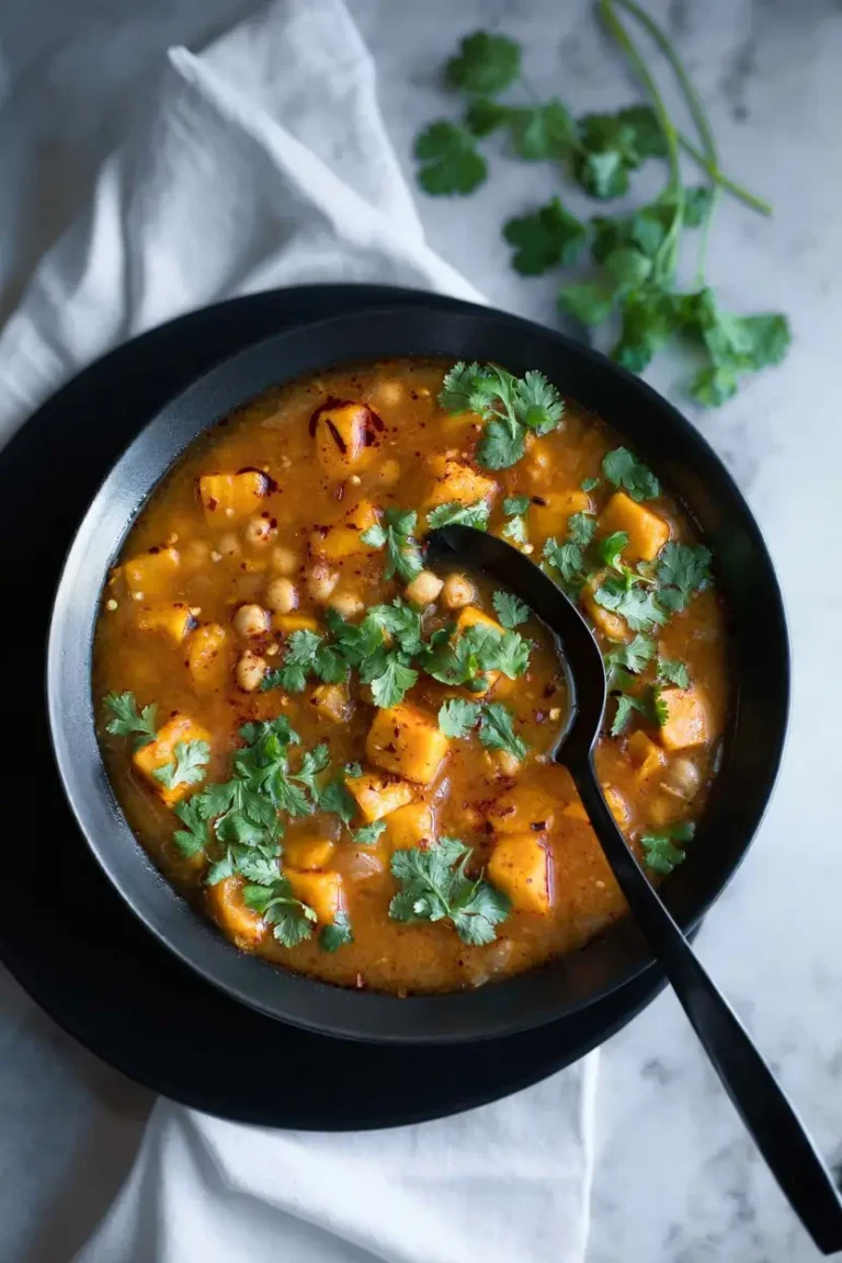 Moroccan Sweet Potato Soup with Chickpeas