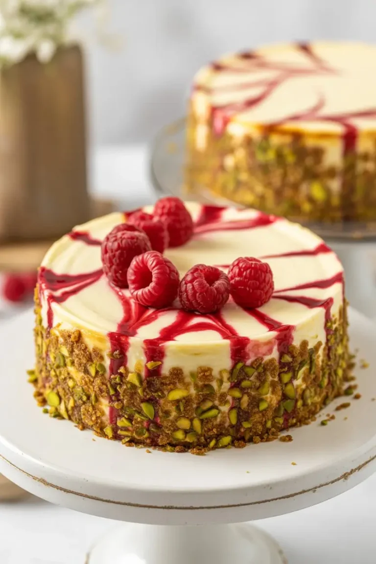 Raspberry Pistachio Cheesecake
