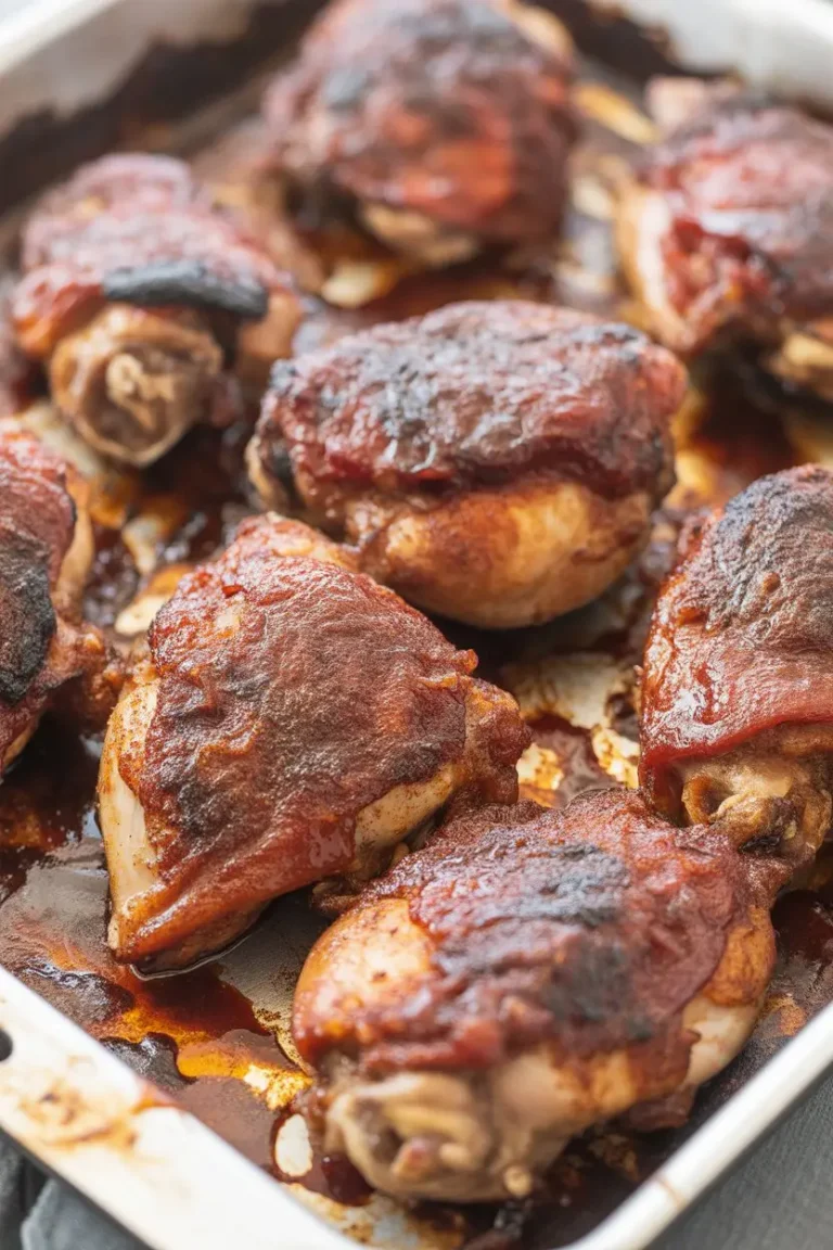 Sticky BBQ Baked Chicken Thighs