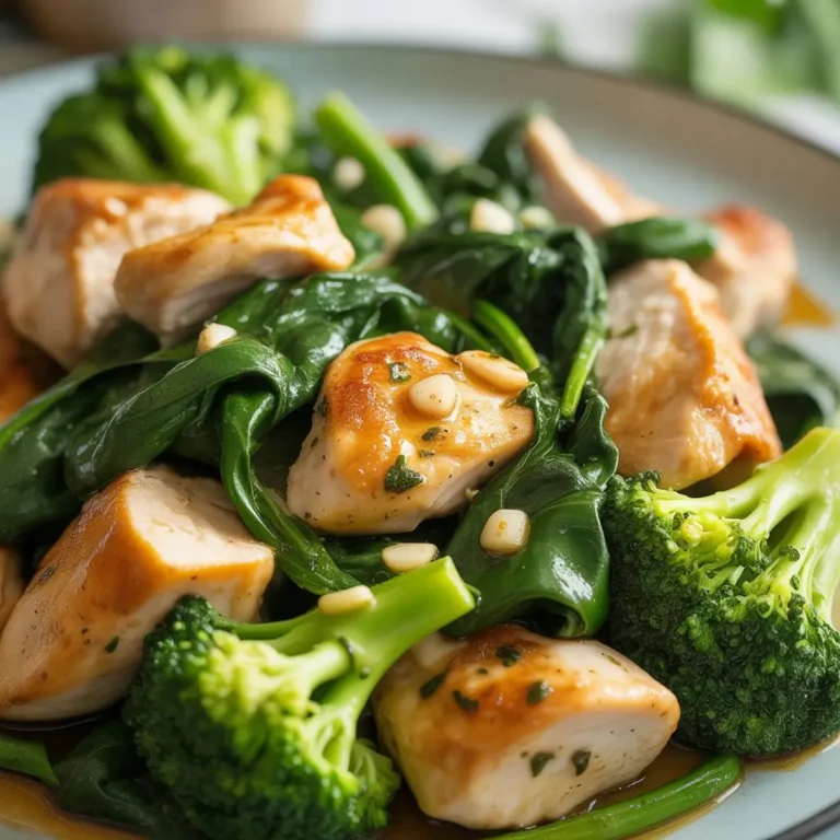 Garlic Chicken with Broccoli and Spinach
