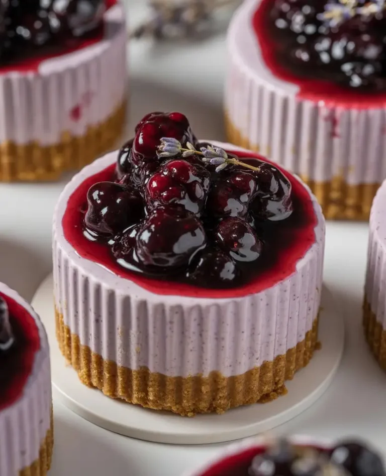 Mini Blackberry Lavender Cheesecakes