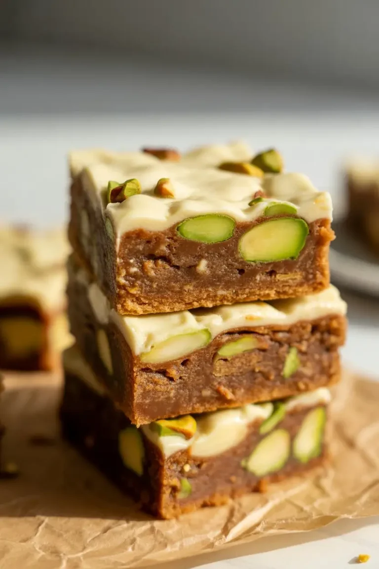 White Chocolate and Pistachio Blondies