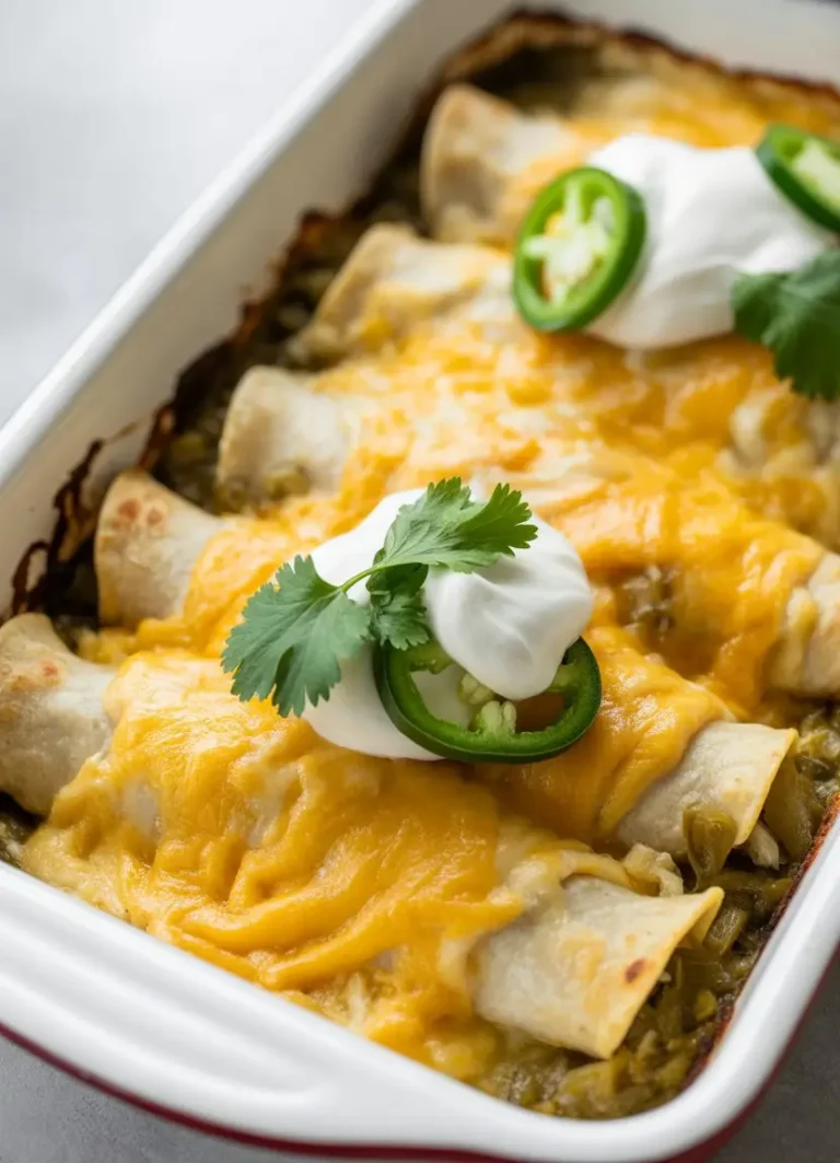 Green Chile Chicken and Cheese Enchiladas