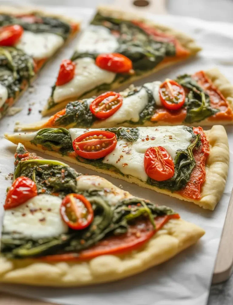 Garlic Roasted Tomato and Spinach Flatbread