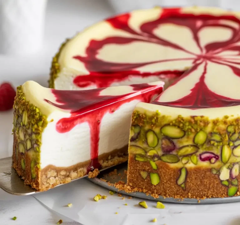 Raspberry Pistachio Cheesecake