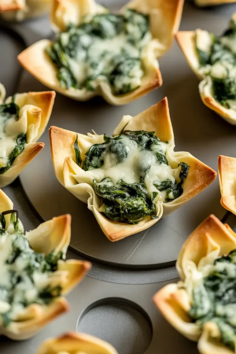 Baked Spinach Artichoke Wonton Cups